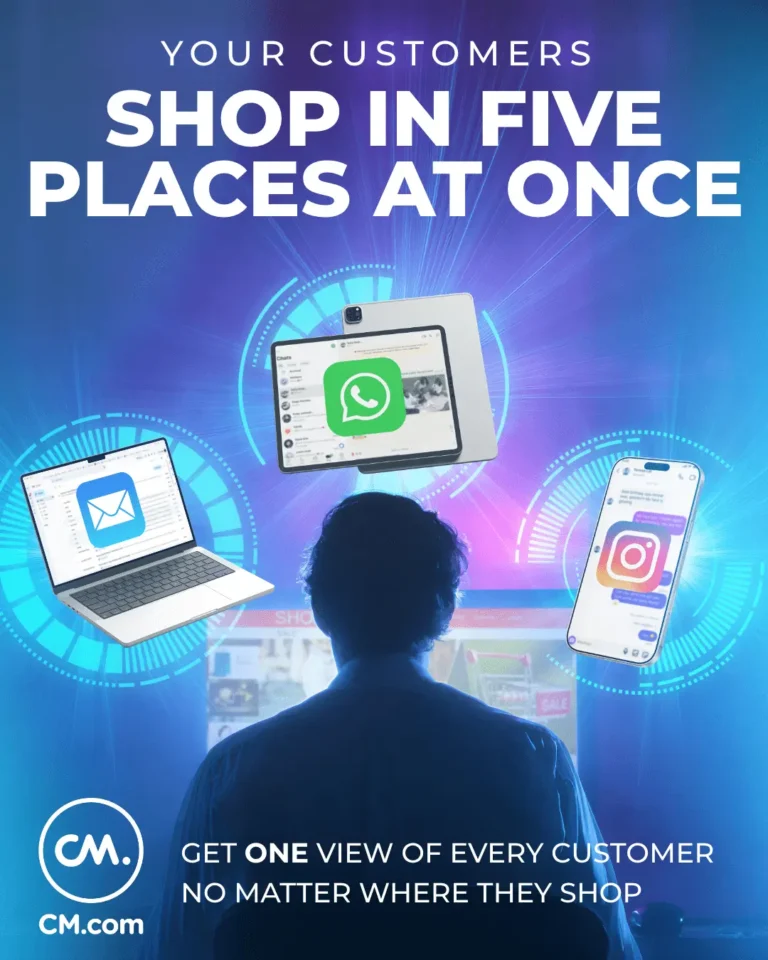 phone, Ipad, and laptop floating while a guy stares at them